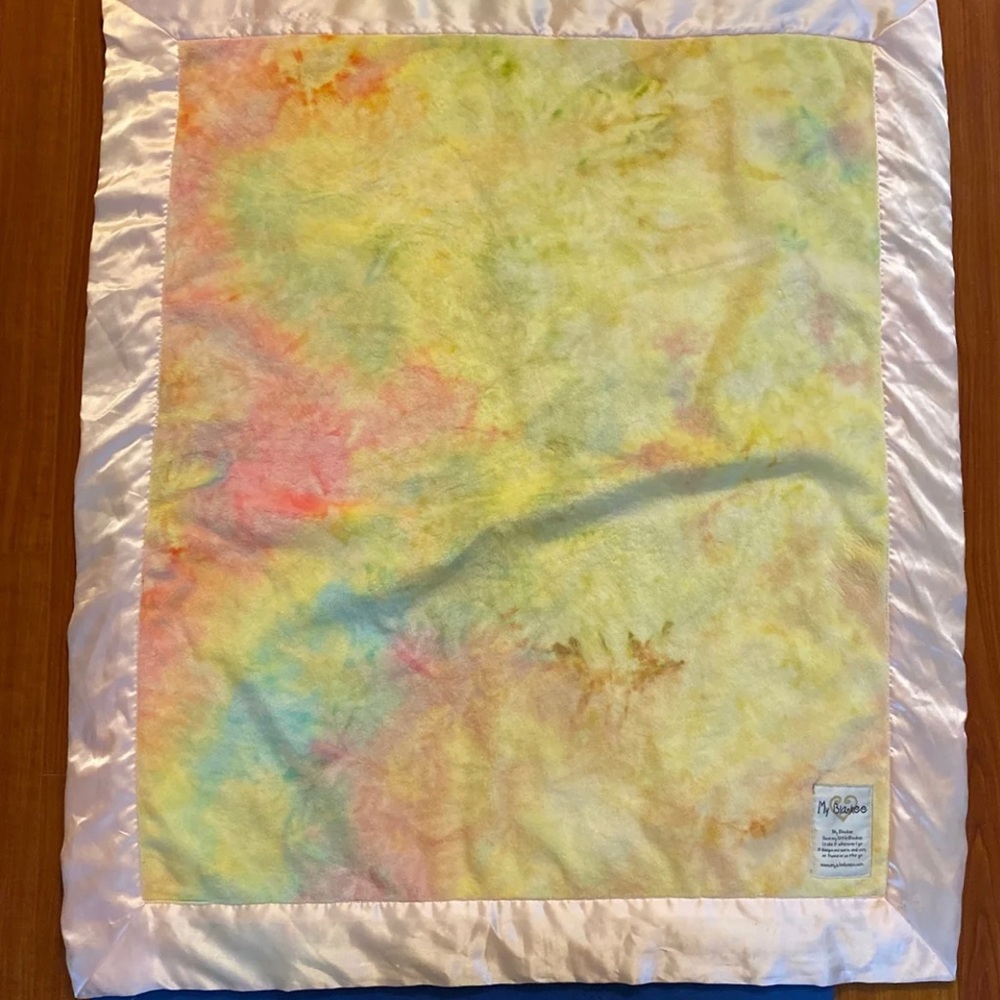 My Blankee Blanket tie dye satin trim